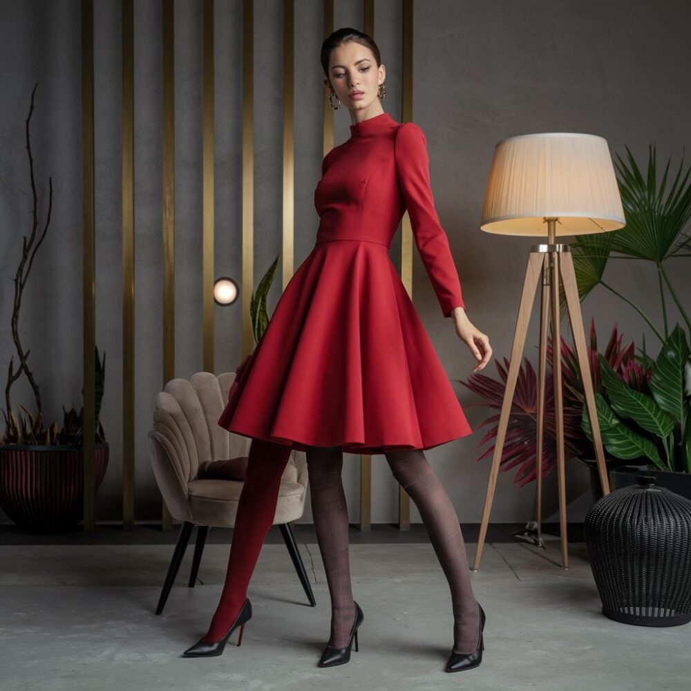 elegancka kobieta w czerwonej sukience