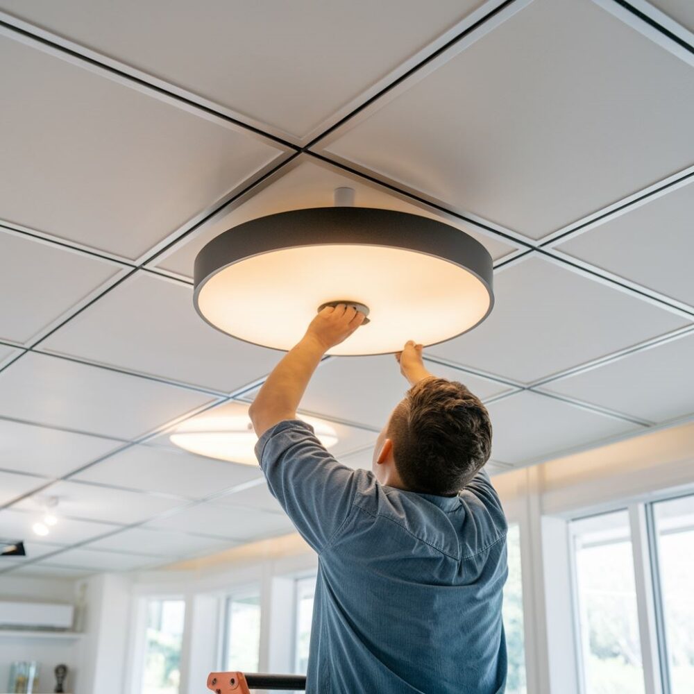 instalacja lampy sufitowej