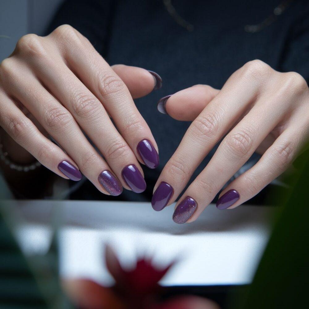 manicure w odcieniu fioletu