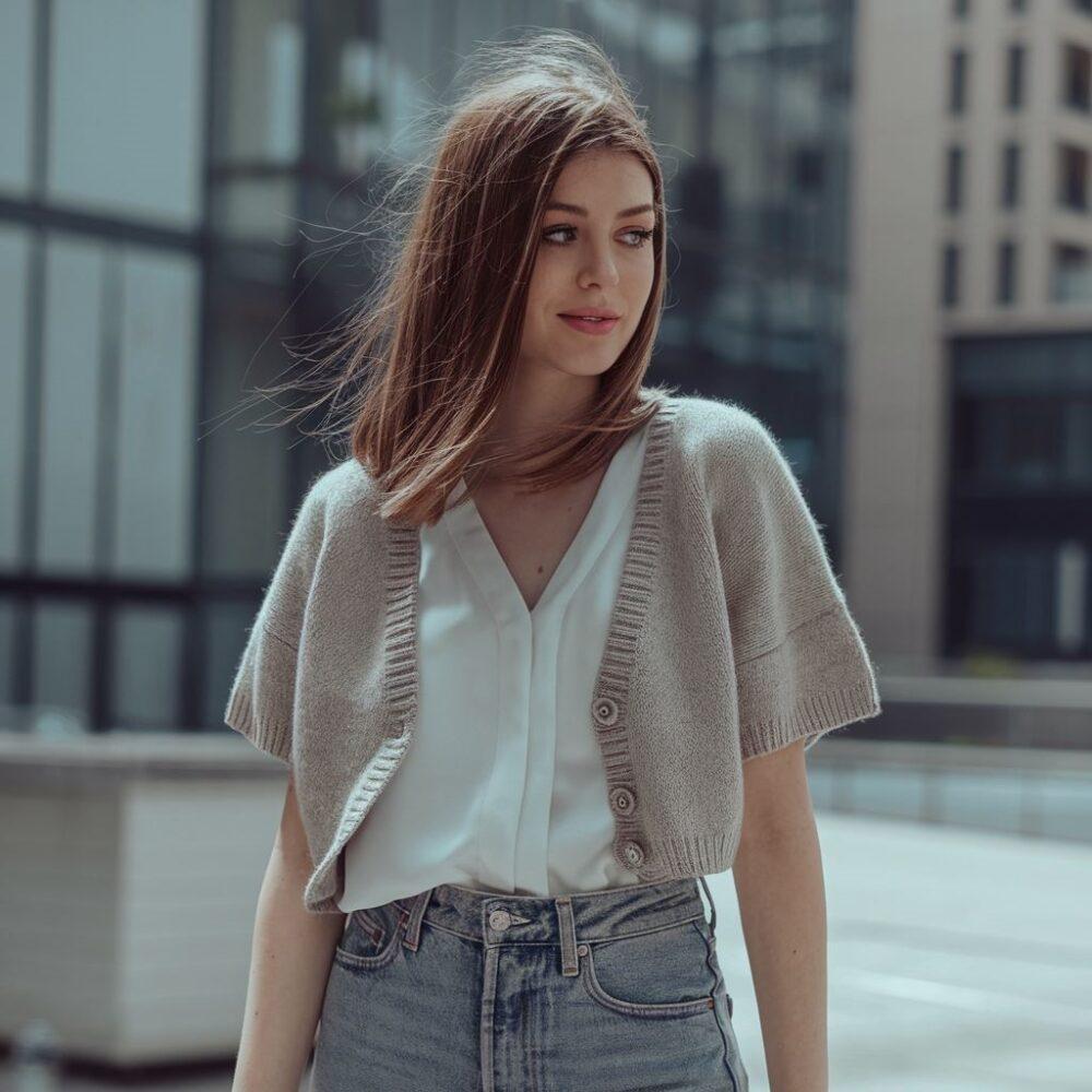 modna kobieta w kardiganie
