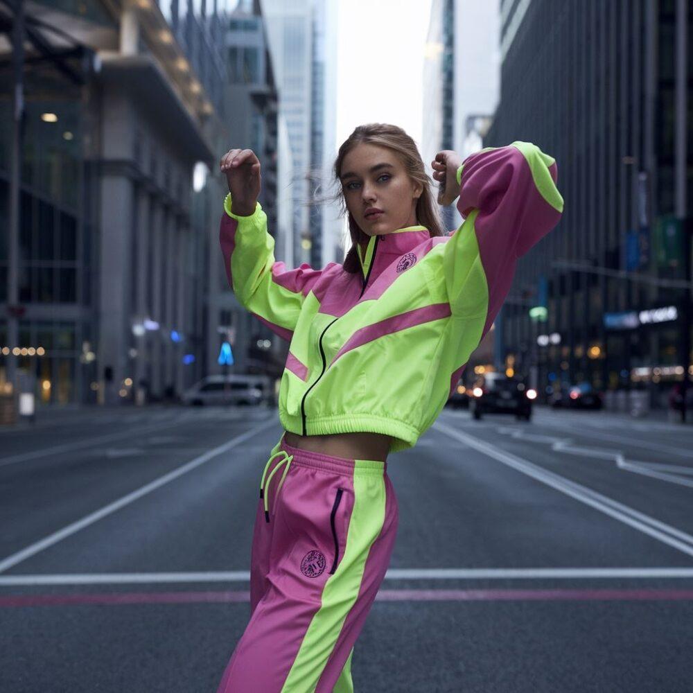 neonowy dres damski