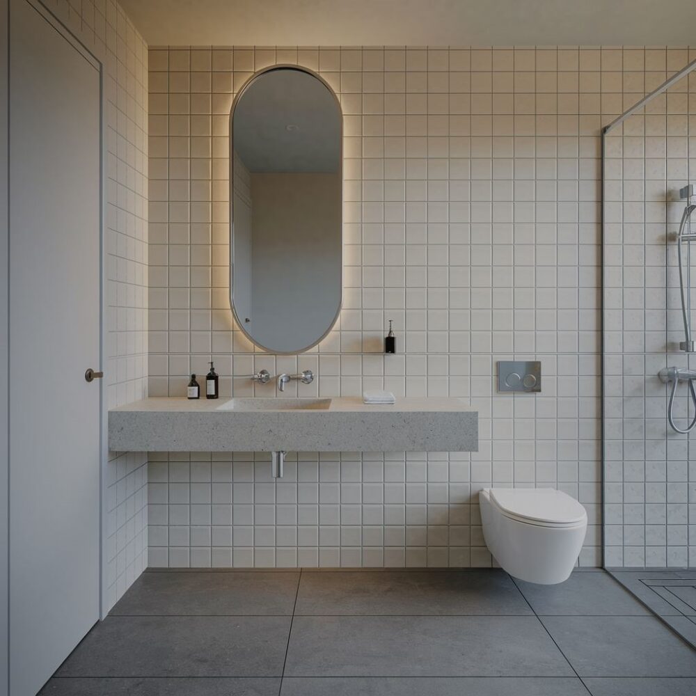 nowoczesna łazienka z lustrem