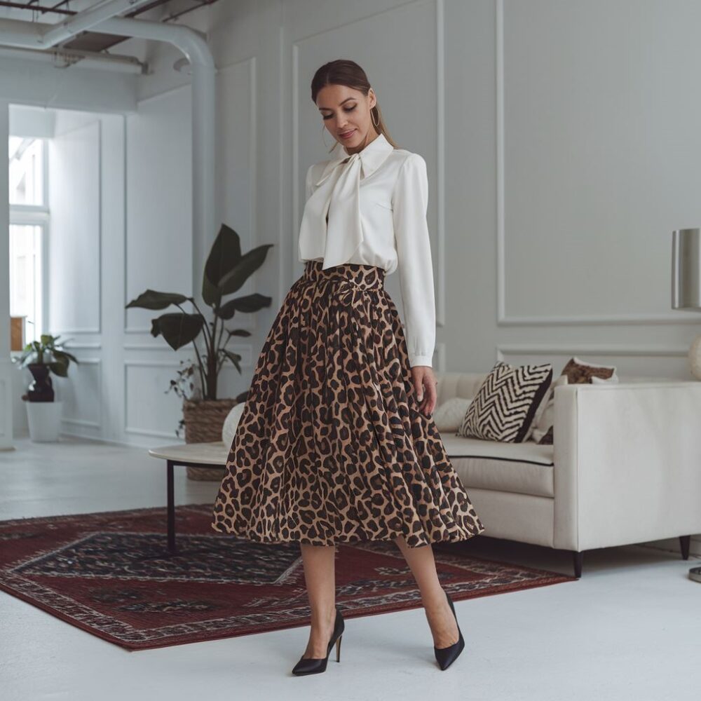 outfit spódnica w panterkę