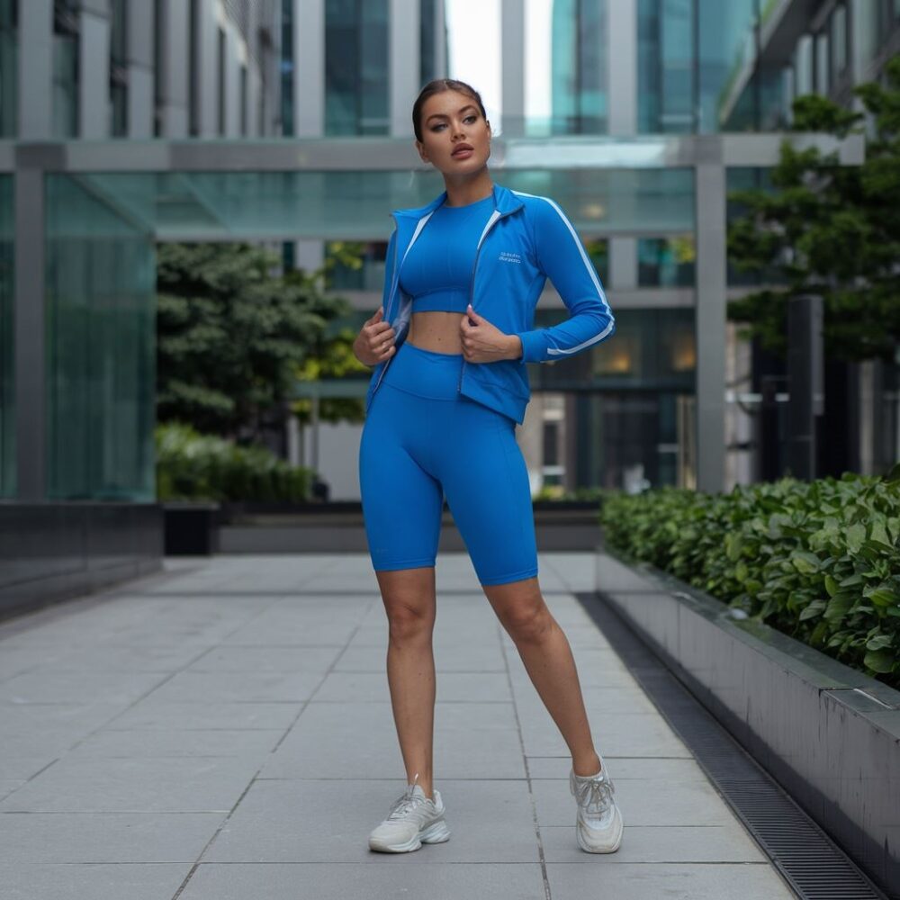 sportowy zestaw z krótkimi legginsami