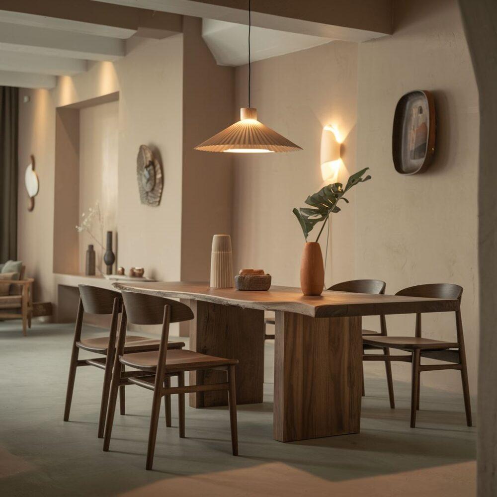 wisząca lampa nad stołem