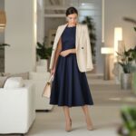 żakiet do granatowej sukienki