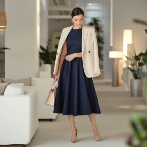 żakiet do granatowej sukienki